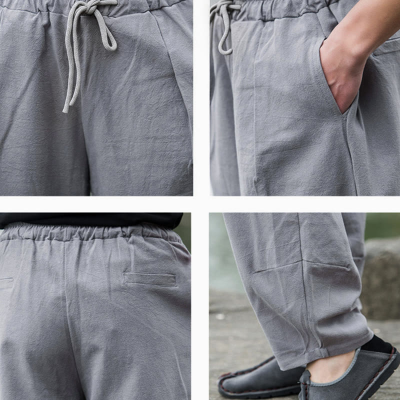 Pantalon bloomer décontracté uni Buddha Stones pour homme avec poches - image 15