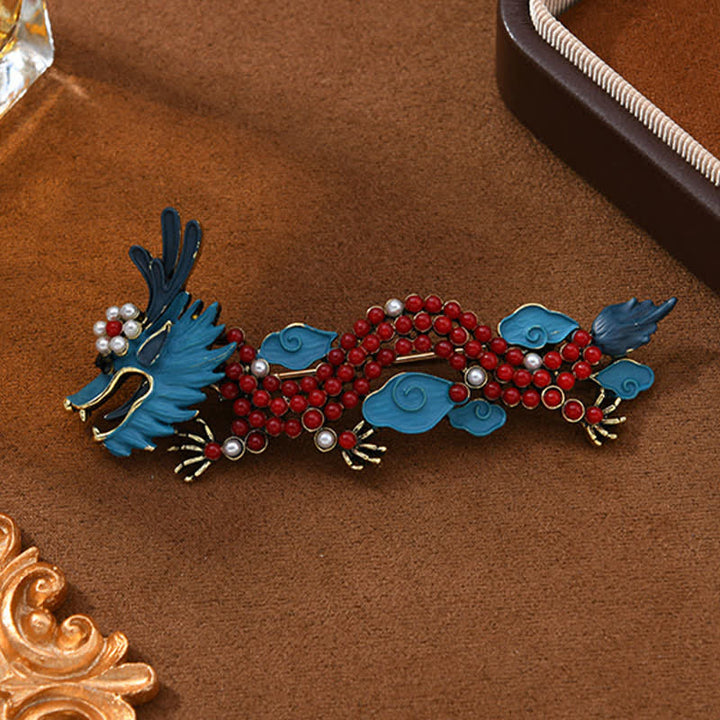 Buddha Stones Broche porte-bonheur Dragon Bleu Turquoise Rouge - image 3