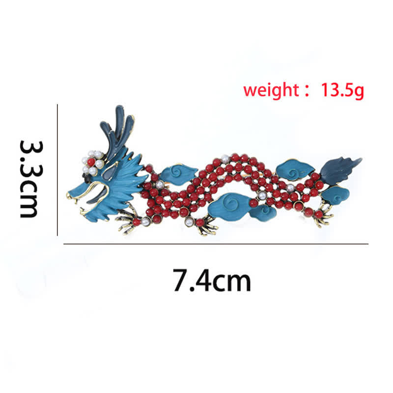 Buddha Stones Broche porte-bonheur Dragon Bleu Turquoise Rouge - image 7