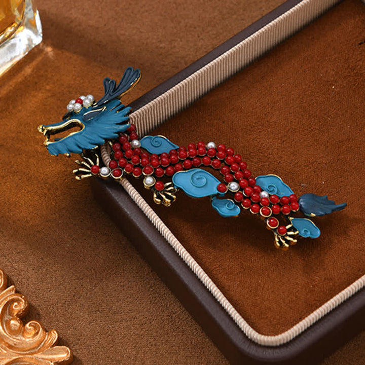 Buddha Stones Broche porte-bonheur Dragon Bleu Turquoise Rouge - image 1