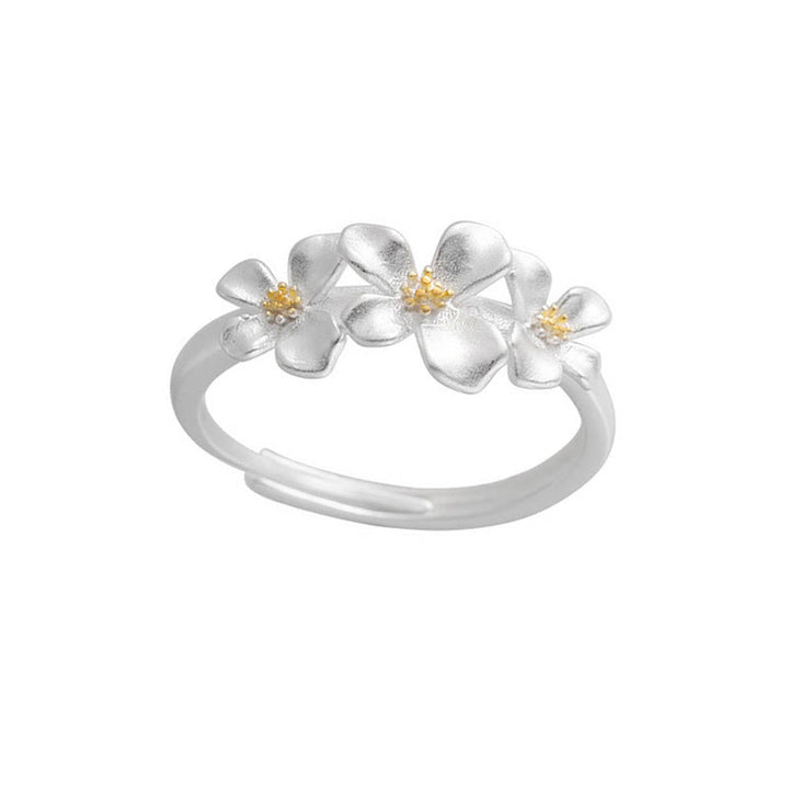 Buddha Stones Bague de protection ajustable en argent sterling 925, motif gardénia - image 14