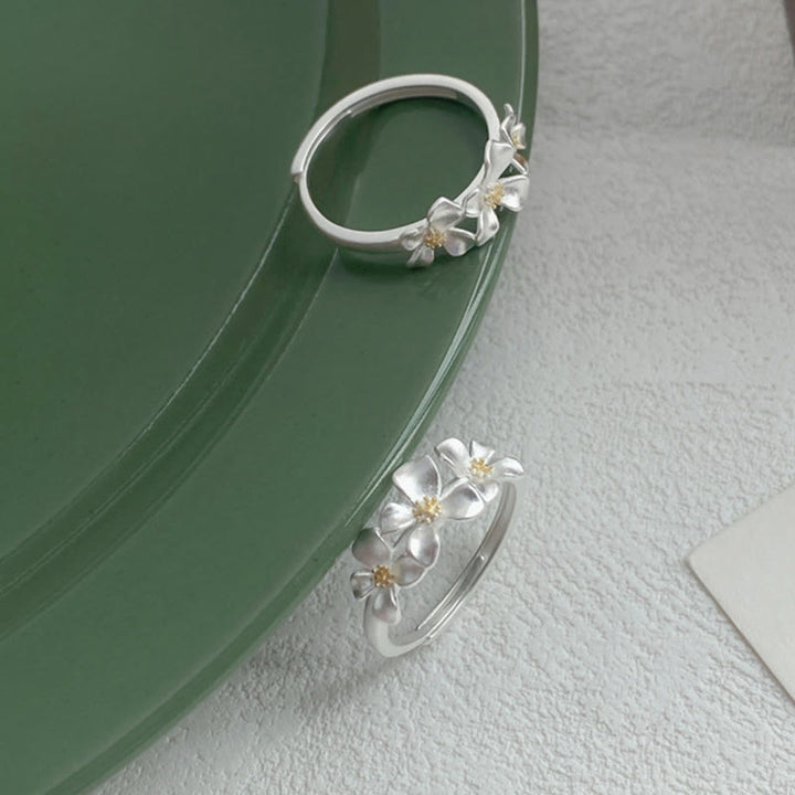 Buddha Stones Bague de protection ajustable en argent sterling 925, motif gardénia - image 3