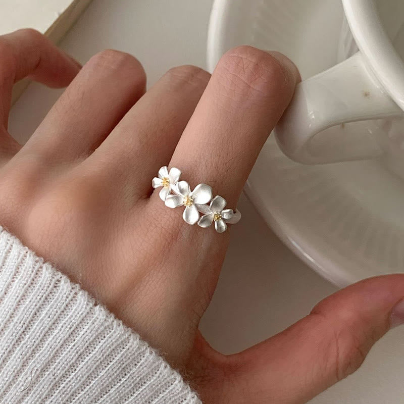 Buddha Stones Bague de protection ajustable en argent sterling 925, motif gardénia - image 11
