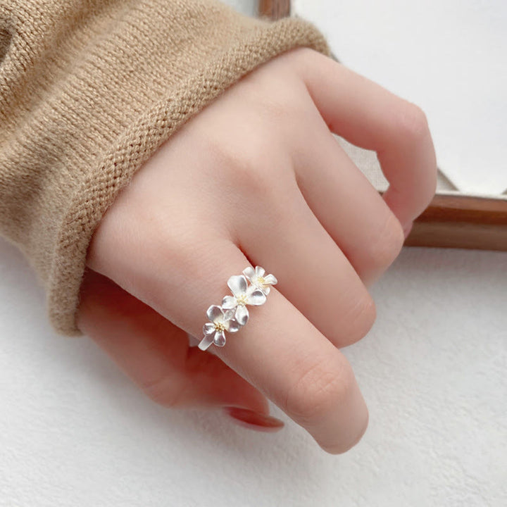 Buddha Stones Bague de protection ajustable en argent sterling 925, motif gardénia - image 12