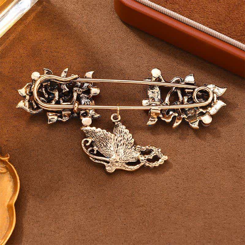 Buddha Stones Broche en émail cloisonné, motif carpe koï, papillon et perle, symbole de prospérité - image 4