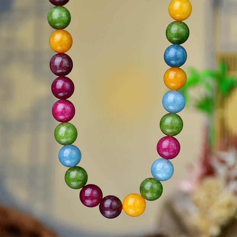 Buddha Stones Collier de guérison en perles de tourmaline aigue-marine et cristal naturel de 12 mm - image 4