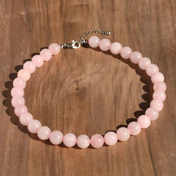 Buddha Stones Collier de guérison en perles de tourmaline aigue-marine et cristal naturel de 12 mm - Quartz rose naturel (la couleur peut varier) - image 8