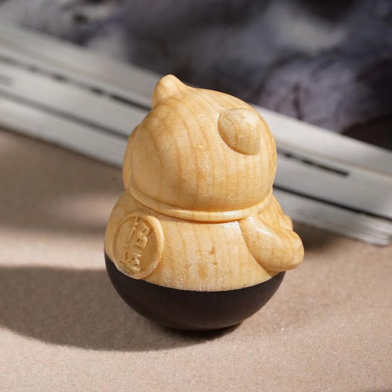 Buddha Stones Chat porte-bonheur miniature en bois d'ébène et de hêtre sculpté, sculpté, attirant la richesse et la protection, 4,7 x 4 cm - image 6