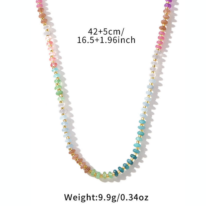 Buddha Stones Collier de guérison en perles dégradées d'aigue-marine naturelle, de quartz clair et de topaze - image 2