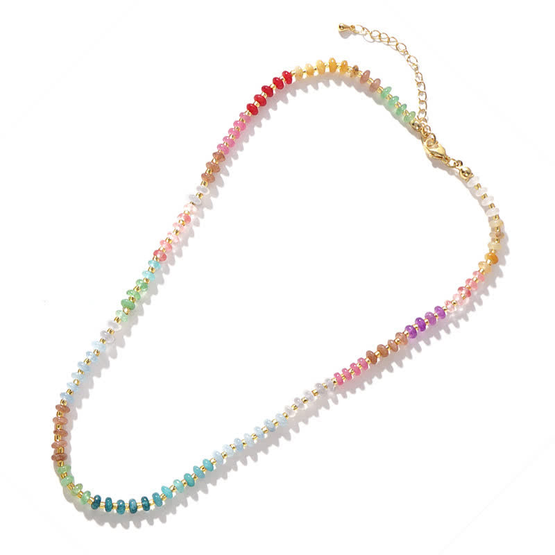 Buddha Stones Collier de guérison en perles dégradées d'aigue-marine naturelle, de quartz clair et de topaze - image 1