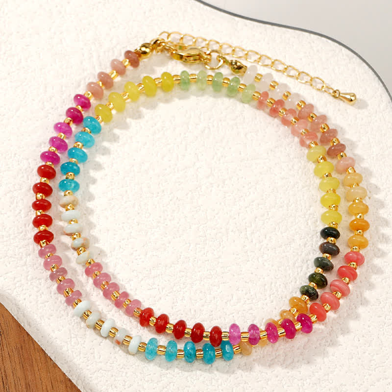 Buddha Stones Collier de guérison en perles dégradées d'aigue-marine naturelle, de quartz clair et de topaze - image 4