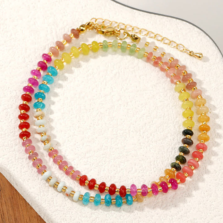 Buddha Stones Collier de guérison en perles dégradées d'aigue-marine naturelle, de quartz clair et de topaze - image 4