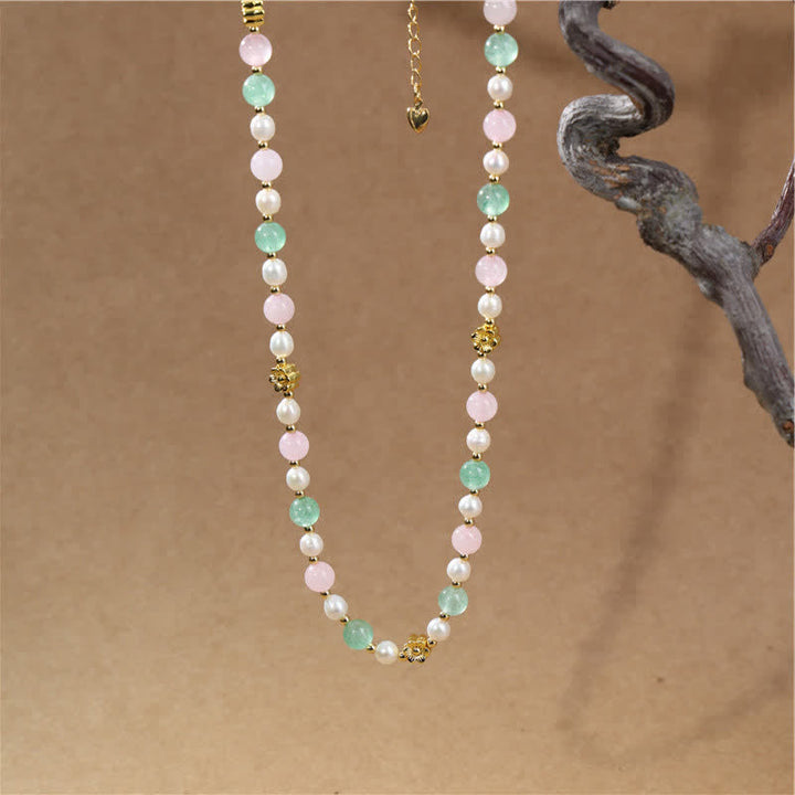 Buddha Stones Collier de paix en perles de quartz rose naturel, quartz fraise vert et quartz fraise. - image 8