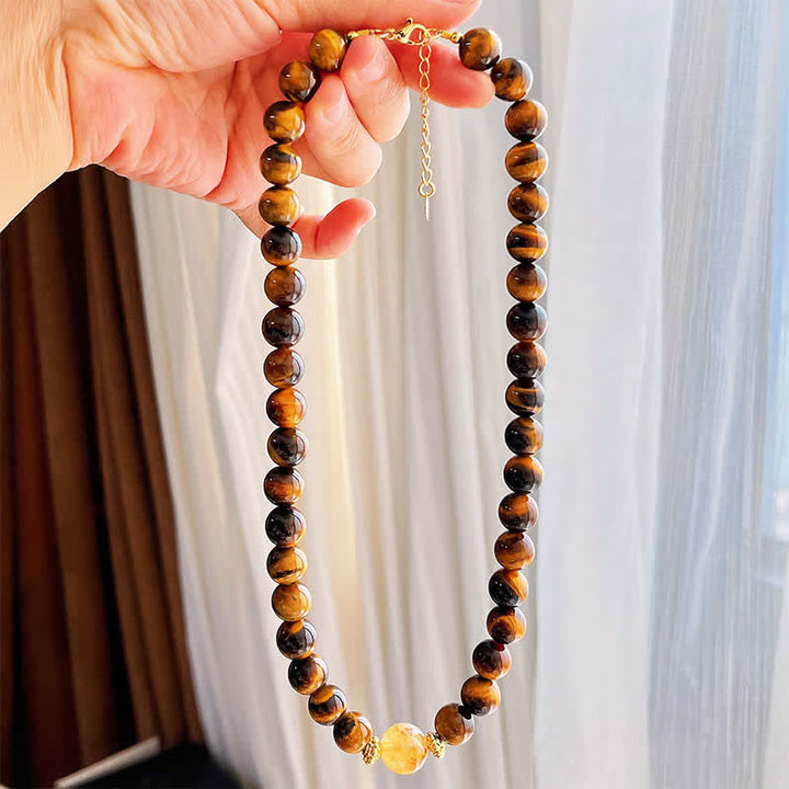 Buddha Stones Collier Courage en perles de citrine œil de tigre naturel - image 6