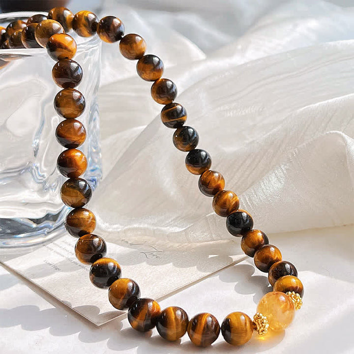 Buddha Stones Collier Courage en perles de citrine œil de tigre naturel - image 3