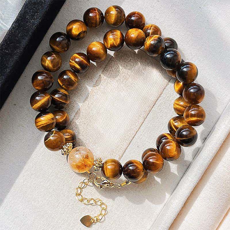 Buddha Stones Collier Courage en perles de citrine œil de tigre naturel - image 2