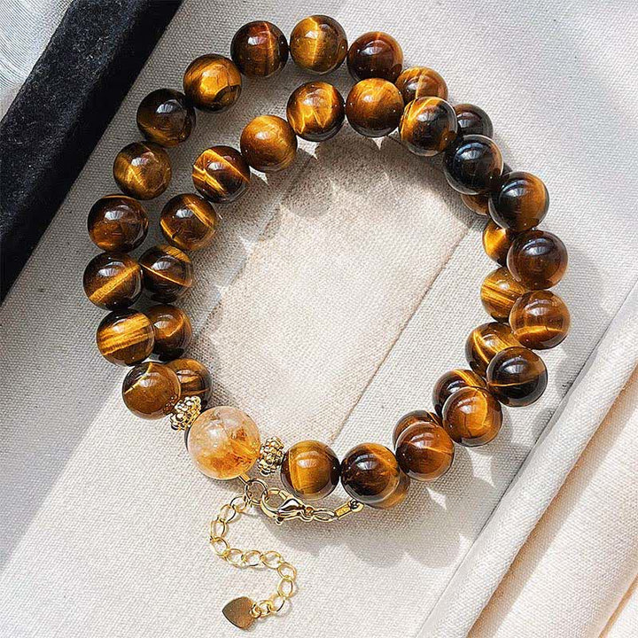 Buddha Stones Collier Courage en perles de citrine œil de tigre naturel - image 2