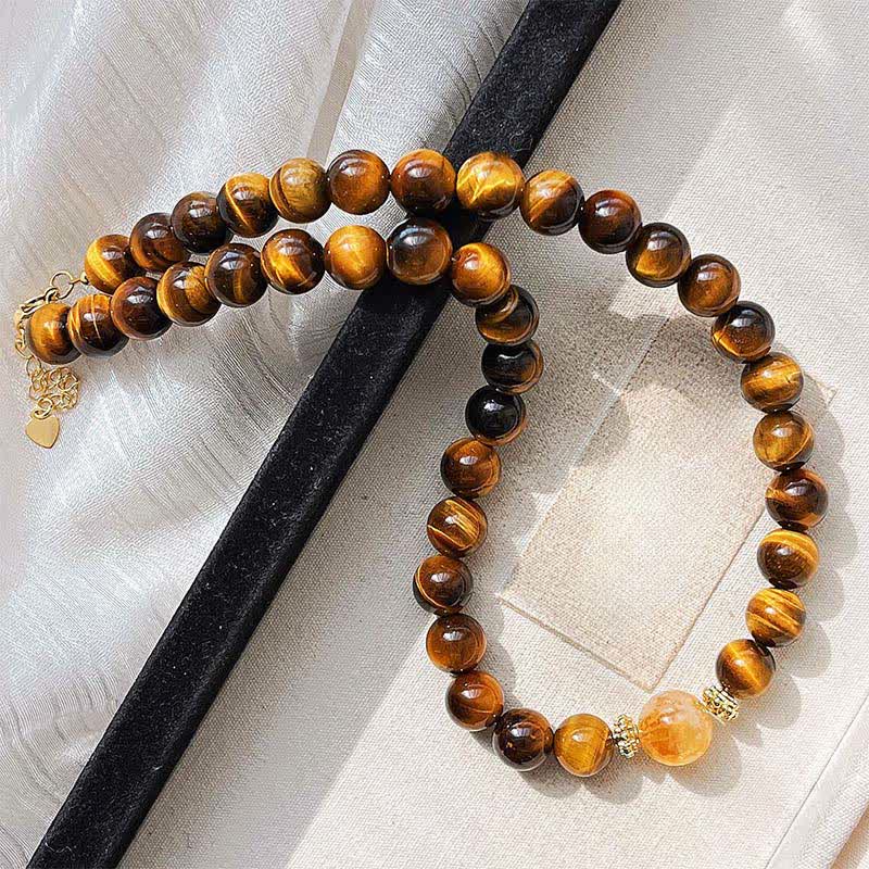 Buddha Stones Collier Courage en perles de citrine œil de tigre naturel - image 4