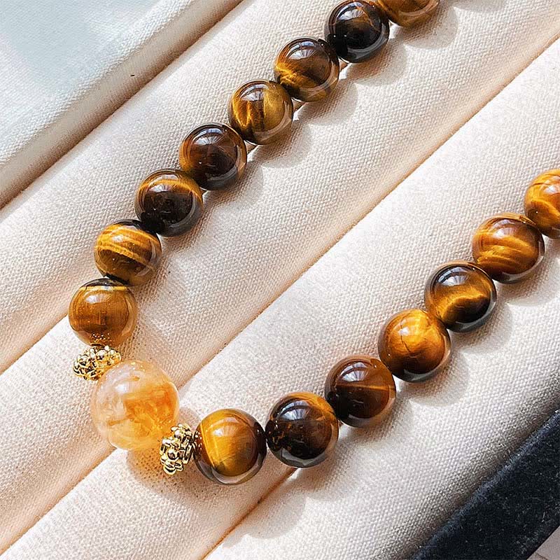 Buddha Stones Collier Courage en perles de citrine œil de tigre naturel - image 9