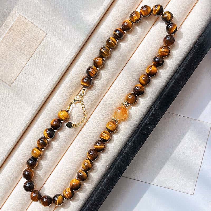Buddha Stones Collier Courage en perles de citrine œil de tigre naturel - image 1
