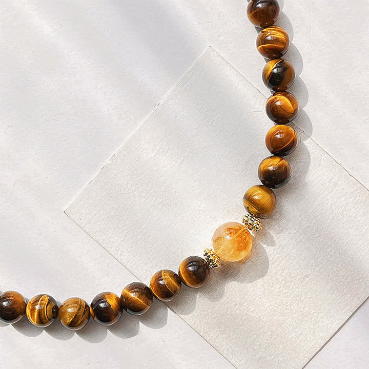 Buddha Stones Collier Courage en perles de citrine œil de tigre naturel - image 8