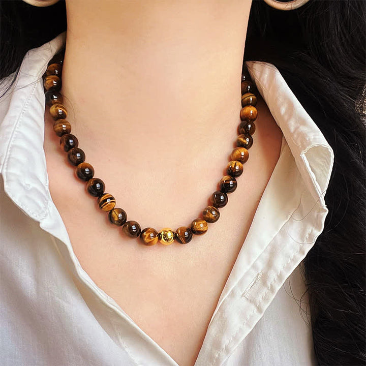 Buddha Stones Collier Courage en perles de cuivre œil de tigre naturel - image 7
