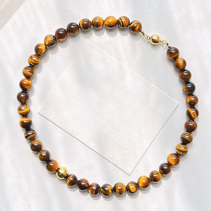 Buddha Stones Collier Courage en perles de cuivre œil de tigre naturel - Œil de tigre naturel (la couleur peut varier) - image 0