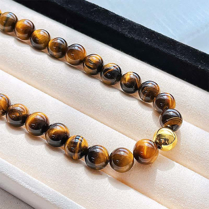 Buddha Stones Collier Courage en perles de cuivre œil de tigre naturel - image 9