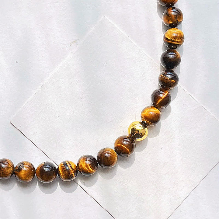 Buddha Stones Collier Courage en perles de cuivre œil de tigre naturel - image 8