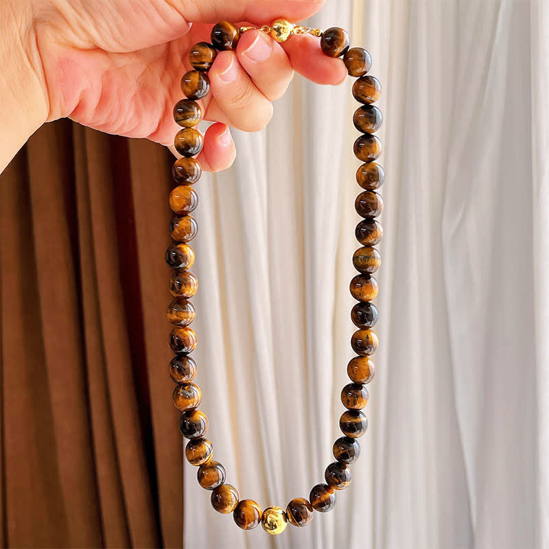Buddha Stones Collier Courage en perles de cuivre œil de tigre naturel - image 6
