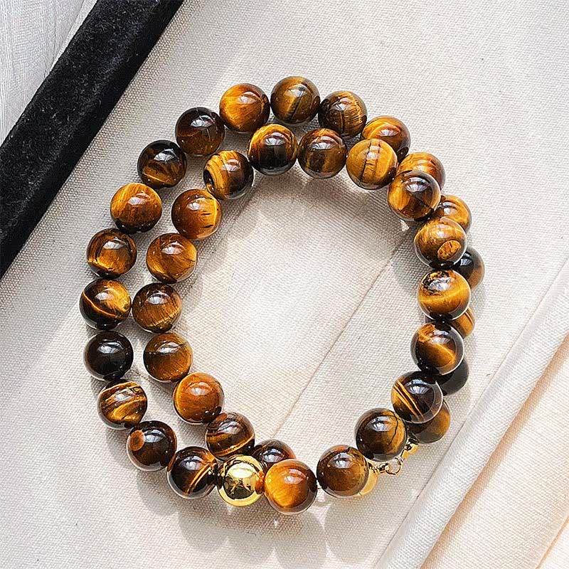 Buddha Stones Collier Courage en perles de cuivre œil de tigre naturel - image 2