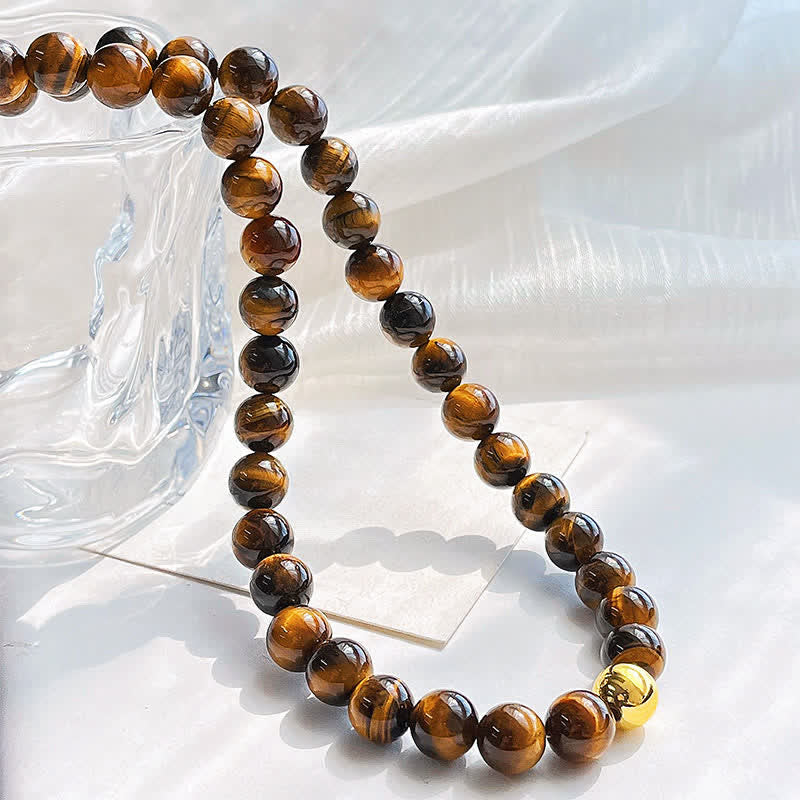 Buddha Stones Collier Courage en perles de cuivre œil de tigre naturel - image 4