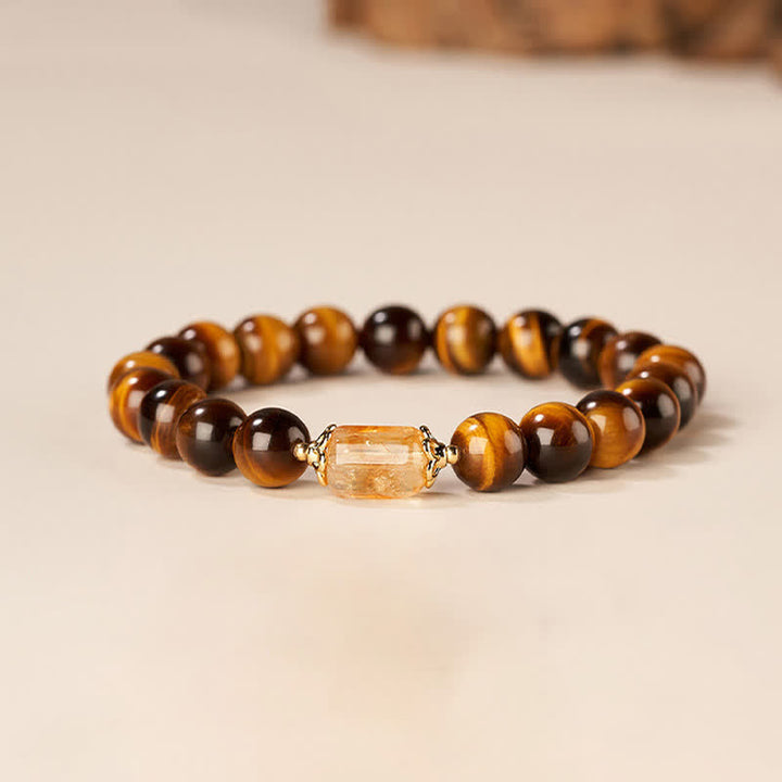 Buddha Stones Bracelet de force en perles d'œil de tigre et de citrine - image 1