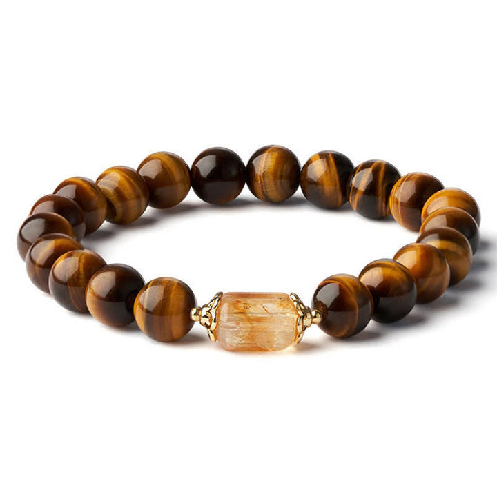 Buddha Stones Bracelet de force en perles d'œil de tigre et de citrine - image 8
