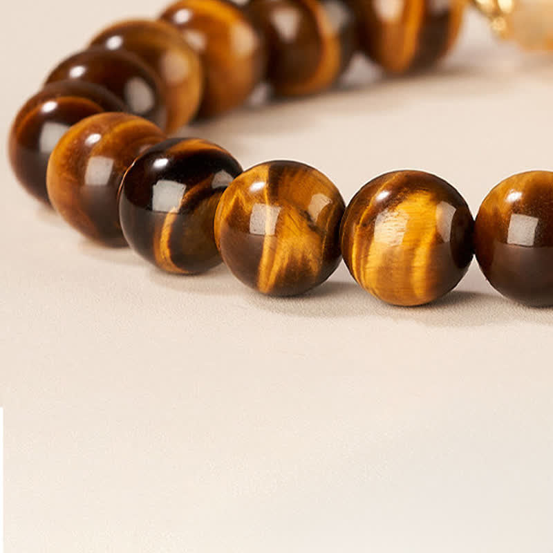 Buddha Stones Bracelet de force en perles d'œil de tigre et de citrine - image 10