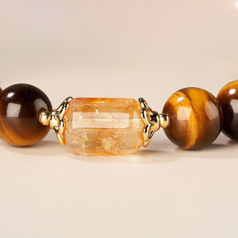 Buddha Stones Bracelet de force en perles d'œil de tigre et de citrine - image 12