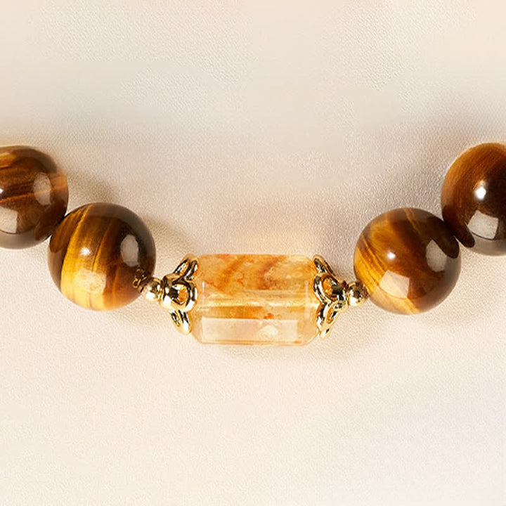 Buddha Stones Bracelet de force en perles d'œil de tigre et de citrine - image 11