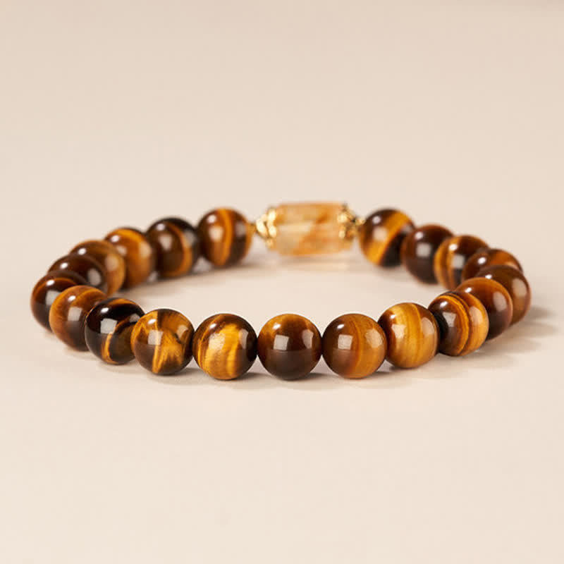 Buddha Stones Bracelet de force en perles d'œil de tigre et de citrine - image 2