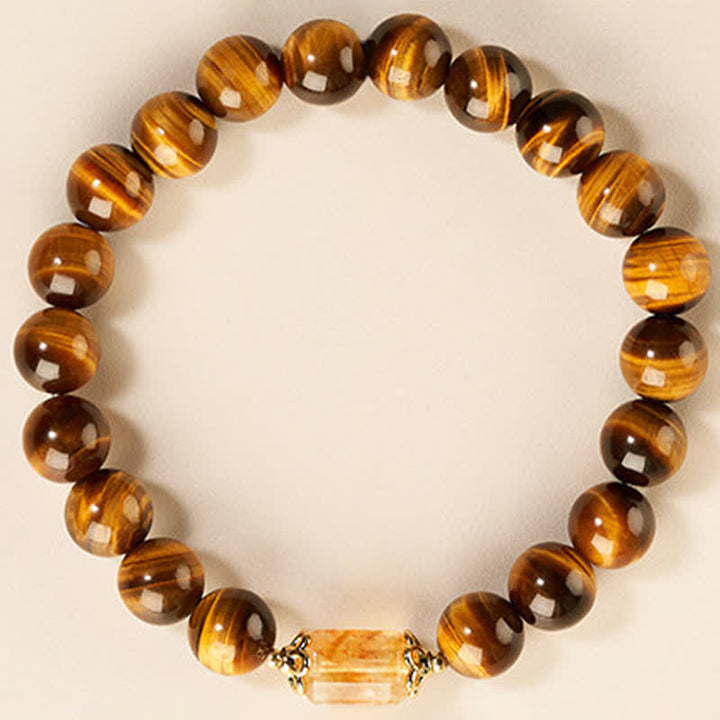 Buddha Stones Bracelet de force en perles d'œil de tigre et de citrine - image 4