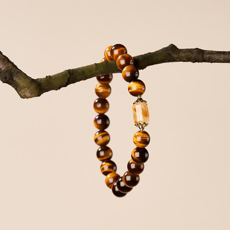 Buddha Stones Bracelet de force en perles d'œil de tigre et de citrine - image 9
