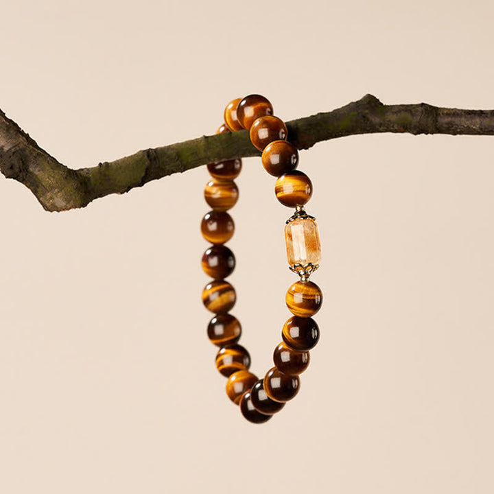 Buddha Stones Bracelet de force en perles d'œil de tigre et de citrine - image 9