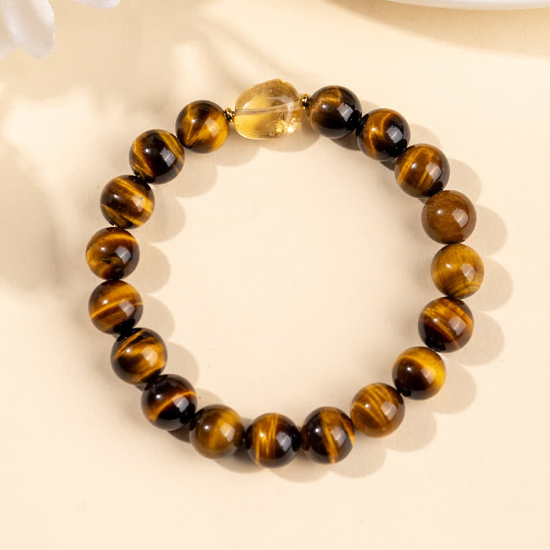 Buddha Stones Bracelet Courage avec perle de citrine œil de tigre naturelle de 10 mm - image 3