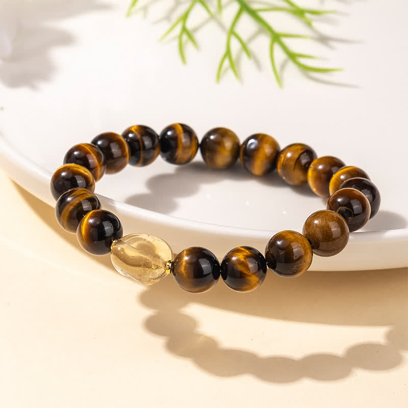 Buddha Stones Bracelet Courage avec perle de citrine œil de tigre naturelle de 10 mm - image 2