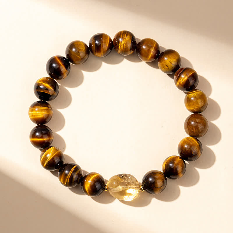 Buddha Stones Bracelet Courage avec perle de citrine œil de tigre naturelle de 10 mm - image 1