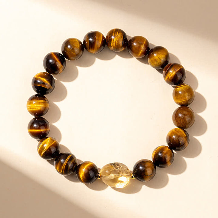 Buddha Stones Bracelet Courage avec perle de citrine œil de tigre naturelle de 10 mm - image 1