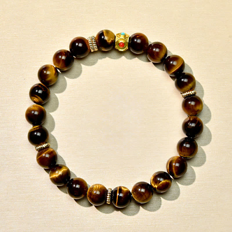 Buddha Stones Bracelet de force en perles d'œil de tigre naturel du Tibet - image 3