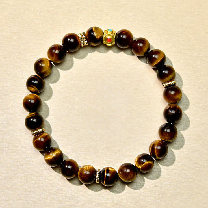 Buddha Stones Bracelet de force en perles d'œil de tigre naturel du Tibet - image 3