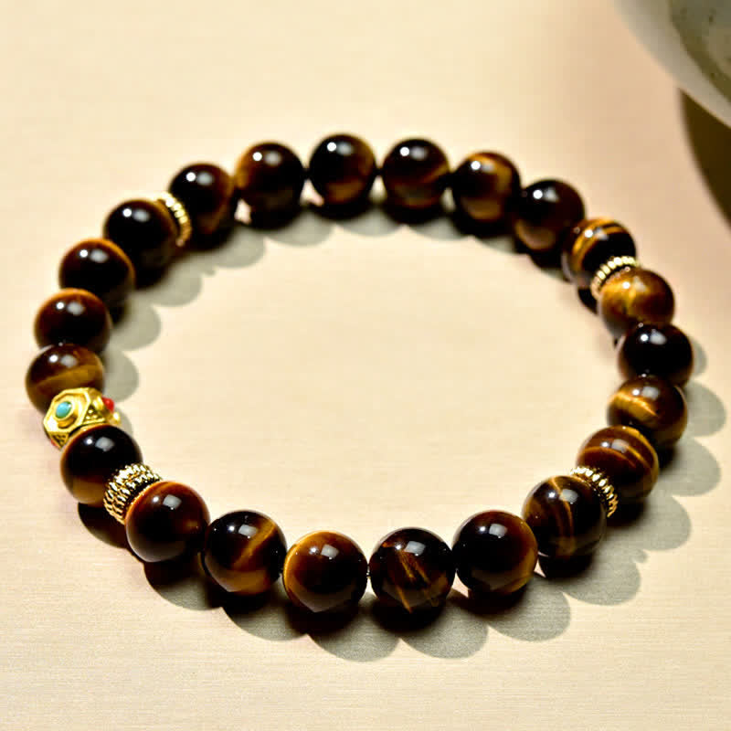 Buddha Stones Bracelet de force en perles d'œil de tigre naturel du Tibet - image 4