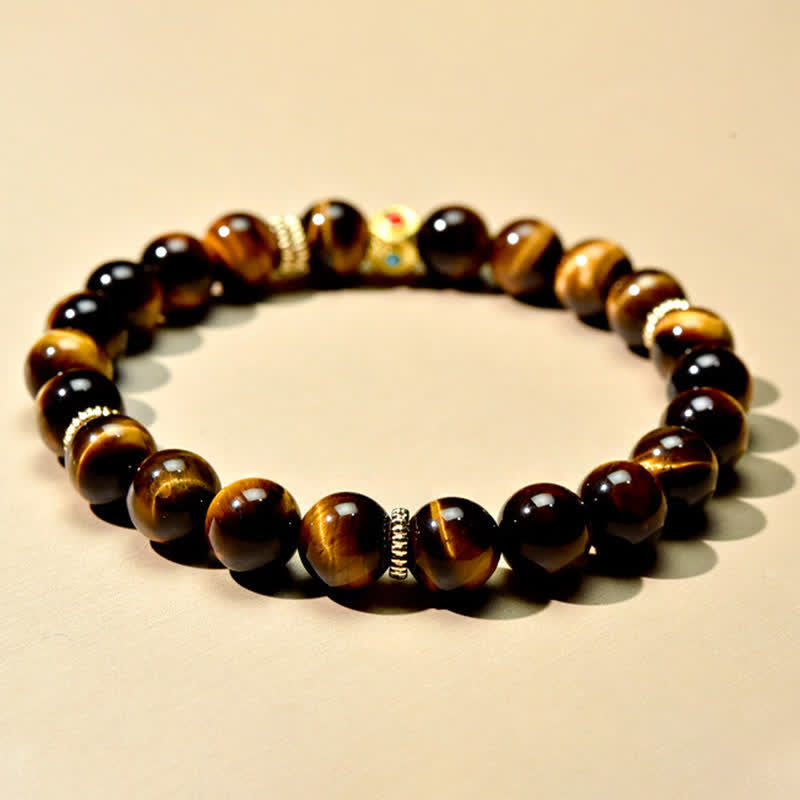 Buddha Stones Bracelet de force en perles d'œil de tigre naturel du Tibet - image 2