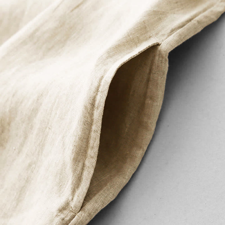 Buddha Stones Robe d'été brodée unie à manches courtes et poches pour femme - image 13